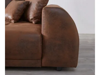 Detail produktu DELIFE Rohová pohovka Violetta 300 x 220 cm imitácia kože hnedá variabilné ležadlo