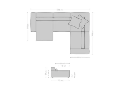 Detail produktu DELIFE Pohovka v tvare U Sirpio XL 360x260 cm manšester béžová variabilné ležadlo