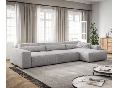 DELIFE Rohová pohovka Sirpio XL 370x170 cm manšester strieborno sivá variabilné ležadlo