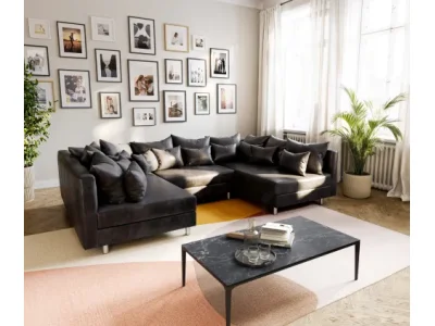 Detail produktu DELIFE Pohovka v tvare U Clovis antracitová vintage modulárna pohovka