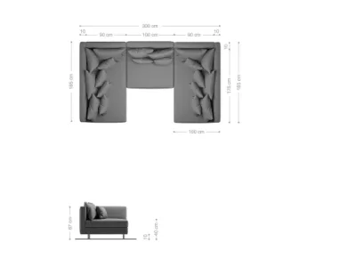 Detail produktu DELIFE Pohovka v tvare U Clovis antracitová vintage modulárna pohovka