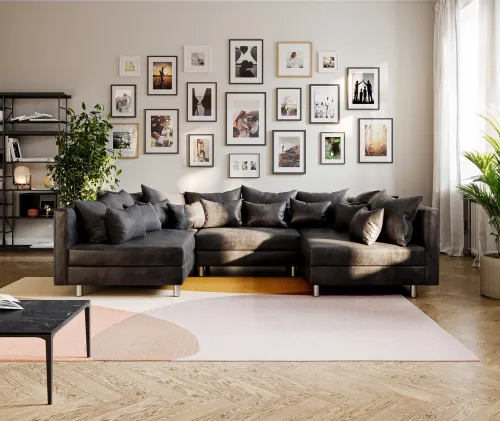 DELIFE Pohovka v tvare U Clovis antracitová vintage modulárna pohovka