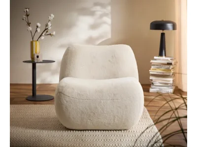 Detail produktu DELIFE Lounge kreslo Zena 75x85 cm plyšový manšester krémovo biela