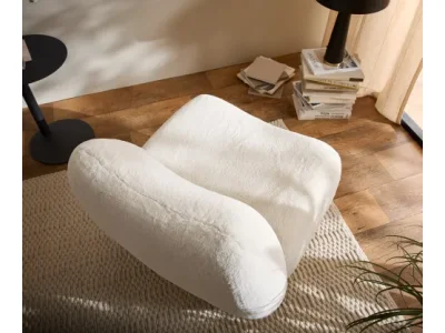 Detail produktu DELIFE Lounge kreslo Zena 75x85 cm plyšový manšester krémovo biela
