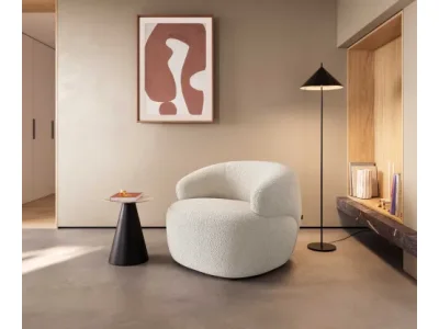 DELIFE Lounge kreslo Nova 88x88 cm bouclé bielo-krémová