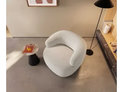 Detail produktu DELIFE Lounge kreslo Nova 88x88 cm bouclé bielo-krémová