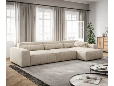 DELIFE Rohová pohovka Sirpio XL 370x170 cm manšester béžová variabilné ležadlo