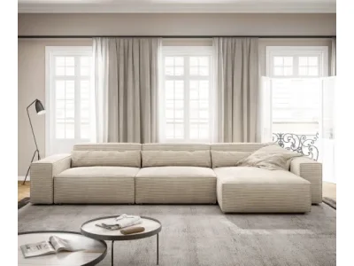 Detail produktu DELIFE Rohová pohovka Sirpio XL 370x170 cm manšester béžová variabilné ležadlo