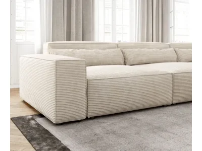 Detail produktu DELIFE Rohová pohovka Sirpio XL 370x170 cm manšester béžová variabilné ležadlo