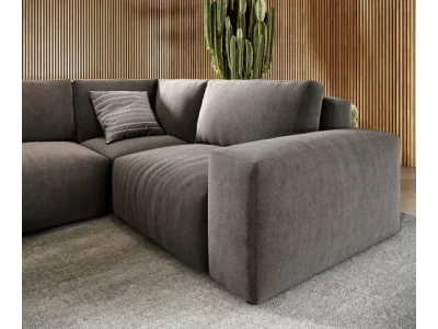 Detail produktu DELIFE Pohovka v tvare U Lanzo 300x210 cm mikrovlákno khaki-hnedá ležadlo variabilné