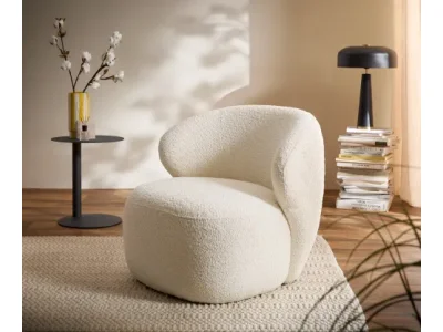 DELIFE Lounge kreslo Pulo 80x80 cm bouclé biela