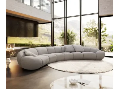 DELIFE Veľká pohovka Lunna 470x210 cm štruktúrovaná látka mäkká sivá 3 vankúše