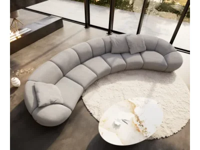 Detail produktu DELIFE Veľká pohovka Lunna 470x210 cm štruktúrovaná látka mäkká sivá 3 vankúše