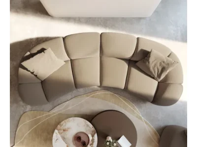 Detail produktu DELIFE Veľká pohovka Lunna 360x175 cm jemný bouclé taupe 2 vankúše