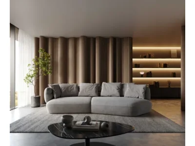 Detail produktu DELIFE Pohovka Roya 320x140 cm mikrovlákno sivá