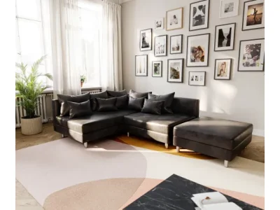 Detail produktu DELIFE Rohová pohovka Clovis antracitová vintage ležadlo Ottomane ľavá modulárna pohovka