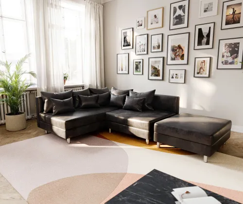 DELIFE Rohová pohovka Clovis antracitová vintage ležadlo Ottomane ľavá modulárna pohovka
