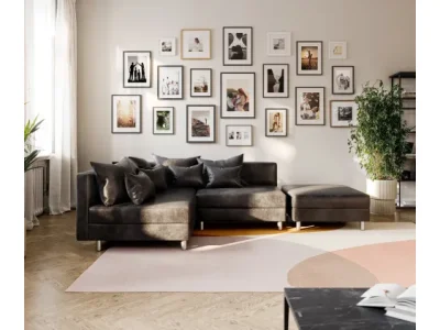 Detail produktu DELIFE Rohová pohovka Clovis antracitová vintage ležadlo Ottomane ľavá modulárna pohovka