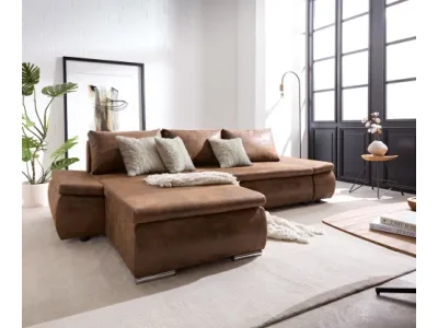 DELIFE Rohová pohovka Abilene 260x175 cm hnedá ležadlo variabilné s funkciou rozloženia