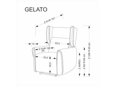Detail produktu Čalúnené polohovateľné kreslo GELATO sivé