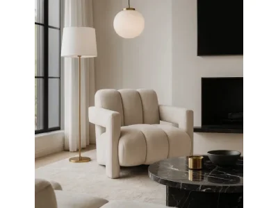 Dizajnové kreslo Bender krémové