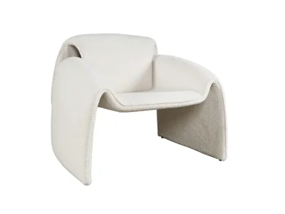 Dizajnové kreslo Leith bouclé biele