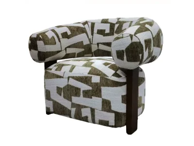 Detail produktu Dizajnové kreslo Maribel olivovo-krémové/orech