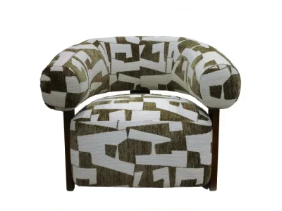 Detail produktu Dizajnové kreslo Maribel olivovo-krémové/orech