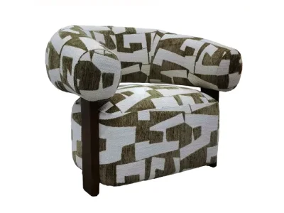 Detail produktu Dizajnové kreslo Maribel olivovo-krémové/orech