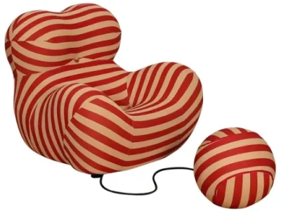 Detail produktu Dizajnové kreslo Nua s podnožkou béžové/červené