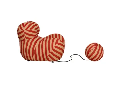 Detail produktu Dizajnové kreslo Nua s podnožkou béžové/červené