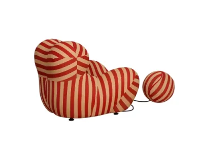 Detail produktu Dizajnové kreslo Nua s podnožkou béžové/červené