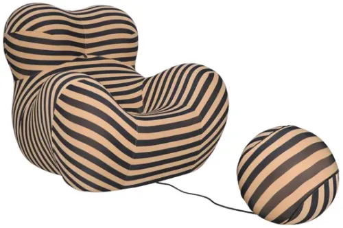 Dizajnové kreslo Nua s podnožkou béžové/čierne