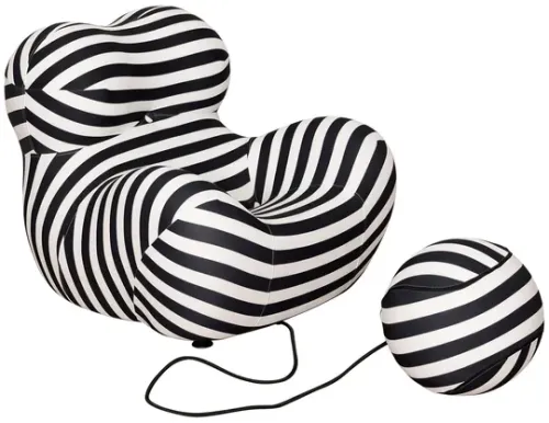 Dizajnové kreslo Nua s podnožkou biele/čierne