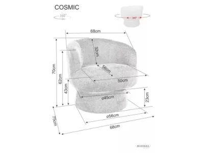 Detail produktu Dizajnové otočné kreslo Cosmic sivé