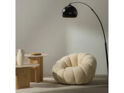 Dizajnové relaxačné kreslo VENEZIA 100 cm bouclé béžové