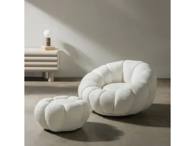 Detail produktu Dizajnové relaxačné kreslo VENEZIA 100 cm boucle biele