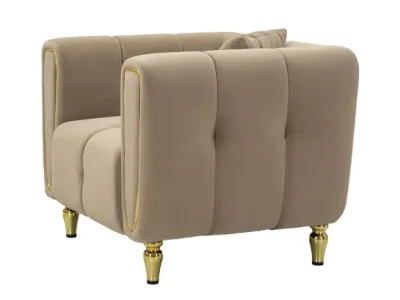 Detail produktu Dizajnové zamatové kreslo Alma šedobéžové/zlaté