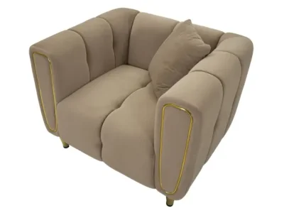 Detail produktu Dizajnové zamatové kreslo Alma šedobéžové/zlaté