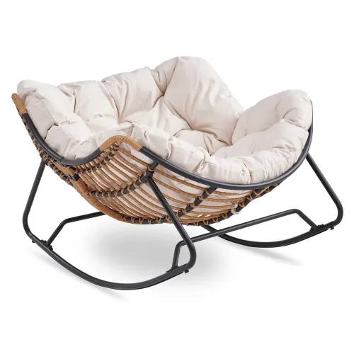 Houpací křeslo Elton béžové/černé