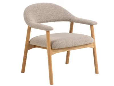 Kreslo ADDI relaxačné z masívu béžové/dub prírodný