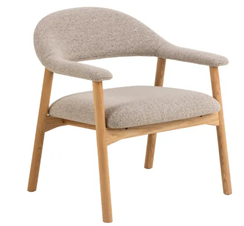 Kreslo ADDI relaxačné z masívu béžové/dub prírodný