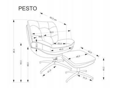 Detail produktu Kreslo s podnožkou Pesto béžové