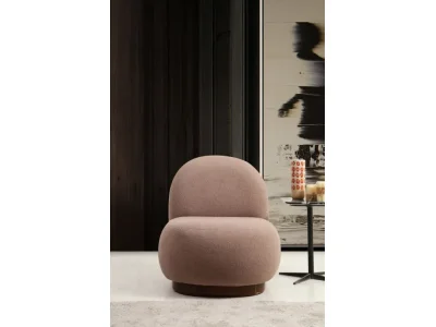 Detail produktu Kreslo Tina bouclé cappuccino/orech