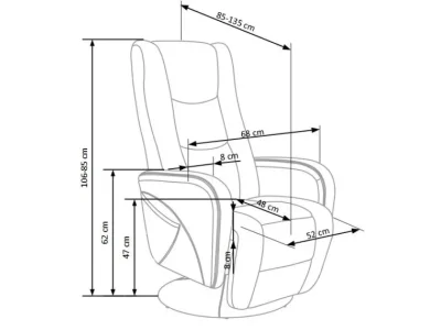Detail produktu Masážne polohovacie kreslo Saron ekokoža sivé