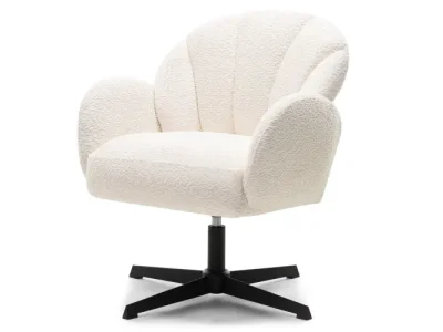 Otočné dizajnové kreslo Casablanca bouclé biele/čierne