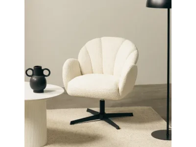 Detail produktu Otočné dizajnové kreslo Casablanca bouclé biele/čierne