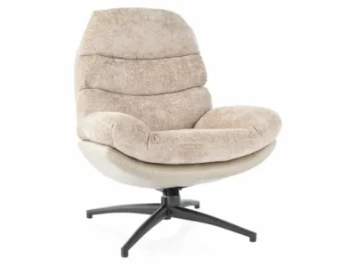 Otočné dizajnové relaxačné kreslo GISELLE staroružová/béžová