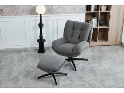 Detail produktu Otočné kreslo s podnožkou ROYAL sivé