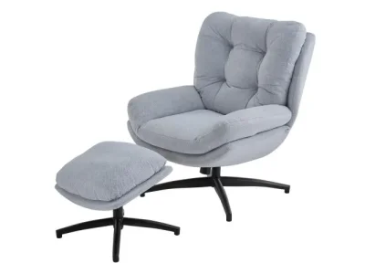 Otočné kreslo s podnožkou ROYAL svetlosivé